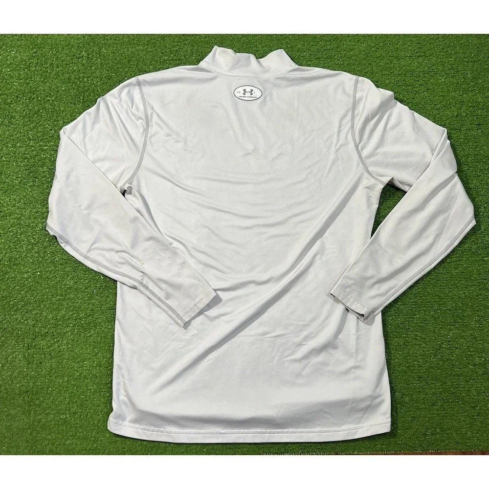 Under Armour Mock Neck Undershirt Lg White Long Sleeve Performance Cold Gear